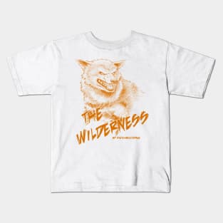 Wolf, The Wilderness- Orange Design Kids T-Shirt